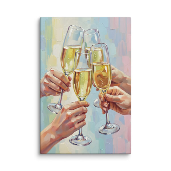 Champagne Wall Art Print, Cheers Celebration Painting, Toasting Glasses Artwork, Modern Wine Bar Decor, Elegant Party Wall Art for Dining Room or Kitchen