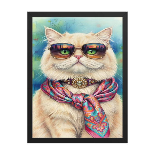 Cool Cat Wall Art Print, Fashion Cat Artwork, Stylish Cat with Sunglasses, Modern Pop Art Animal Decor, Trendy Pet Wall Art for Living Room or Office