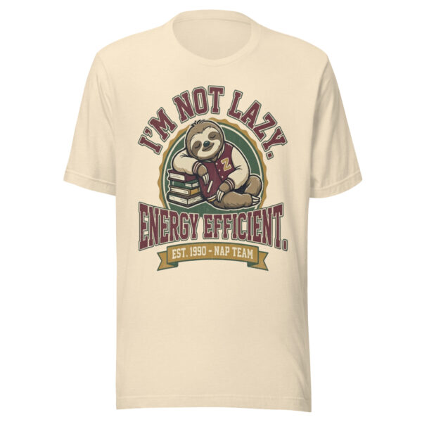 I’m Not Lazy, Energy Efficient Sloth t-Shirt – Funny Lazy Quote Polo, Vintage College Style Graphic Shirt, Gift for Introverts & Nap Lovers
